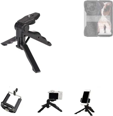 Produktbild von K-S-Trade Stativ Tisch-Ständer Dreibein Handy-Stativ Ständer kompatibel mit Cubot KingKong Star Mini-Stativ Smartphone Tripod Handy-Stativ aus