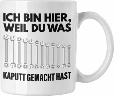 Produktbild von Trendation - Handwerker KFZ Mechaniker Geschenk Lustig Tasse Automechaniker Werkstatt Tasse Hausmeister (Weiß)