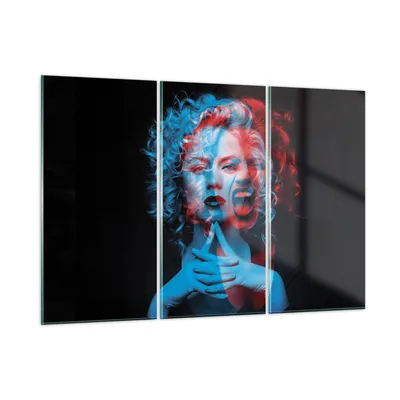 Produktbild von Bilder auf glas - 3 Teile - Schwarz Frau Emotionen - 165x110cm - Glasbilder - Wandbilder - Bilder - zum Aufhängen bereit - Wanddekoration aus Glas - Glas Bilder - Wandbild auf Glas - GCE165x110-4472