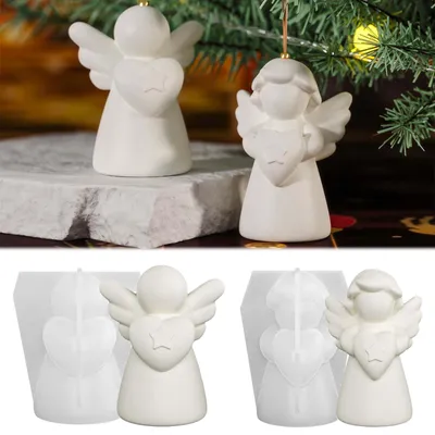 Produktbild von 2 Silikon-Engelformen, Weihnachtsengelformen, 3D-Kerzenformen, Gips-Silikonform für Engel zum Basteln, DIY