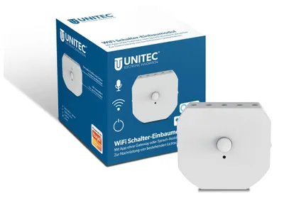 Immagine prodotto di Interruttore UNITEC WiFi Touch, comando tramite smartphone, tablet o assistente vocale, funzione touch, funzione memoria, illuminazione integrata, bianco