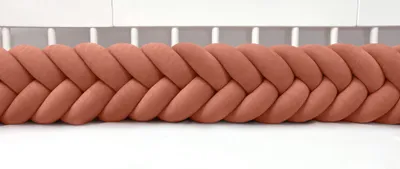 Produktbild von Bettschlange 350 cm Bronze – geflochtene Bettumrandung fürs Babybett, Velours, Modell MAXIBRAID | Letino