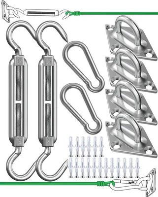 Produktbild von Famanu Befestigungsset für Sonnensegel - 304 Edelstahl Hardware Kit für Garten, rechteckige und quadratische Installation