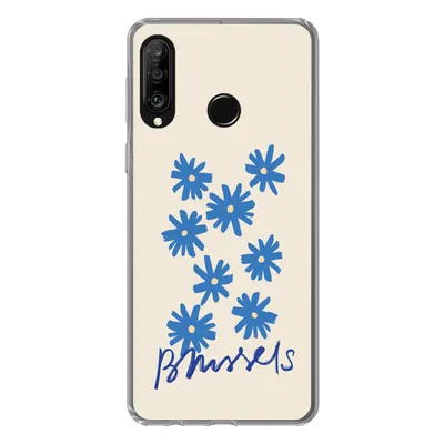 Produktbild von MuchoWow® Handyhülle Schutzhülle Hülle für Huawei P30 Lite Blume - Design - Brüssel - Minimalismus Silikon Softcase Handy Hülle - Handyhülle