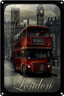 Produktbild von Blechschild London 18x12cm Sightseeing Bus red