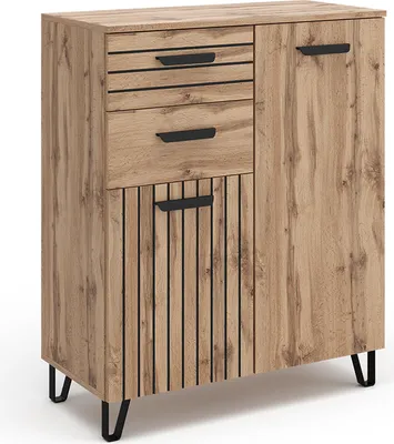 Produktbild von Vicco Kommode Amber, 80 x 100 cm, Eiche/Schwarz