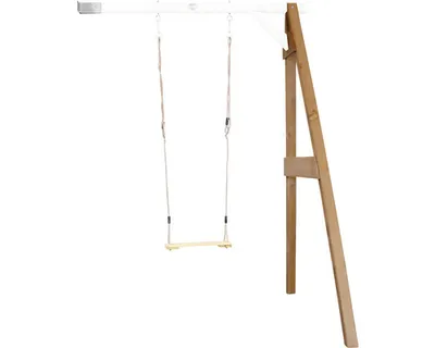 Immagine prodotto di AXI Altalena singola in legno in bianco e marrone | Altalena a muro per bambini con sedile in legno | Altalena a muro solo per giardino / uso esterno
