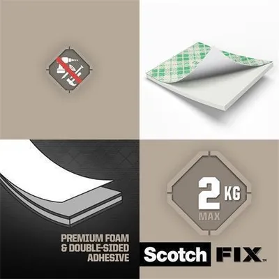 Produktbild von Selbstklebende Quadrate, 16 Stück/Packung, doppelseitig, 3M SCOTCH