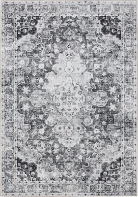 Produktbild von benuta Waschbarer Vintage Teppich George Anthrazit 300x400 cm Wohnzimmerteppich Schlafzimmer weich orientalisch Rechteckig