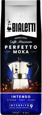 Obrázek produktu pro Bialetti Perfetto Moka Intens, 250 g, Tmavě pražená, Káva, 30% Arabica, 70% robust, Taška