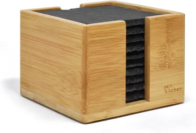 Produktbild von JOEJI’S KITCHEN Becheruntersetzer »10 hochwertige Stein Untersetzer für Getränke, Hitzebeständige und stylische Getränke Untersetzer Schiefer Untersetzer, Vielseitige Schwarze Glasuntersetzer Schiefer für Getränke, Öl & Vasen