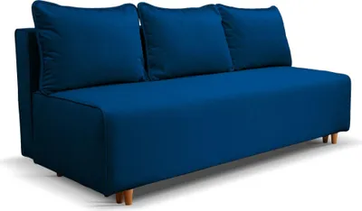Obrázek produktu pro Rozkládací pohovka s úložným prostorem – 193x76x88 cm – Modrá – 2místná – 3 polštáře v ceně – Skandinávský styl – Materiál odolný proti zvířatům