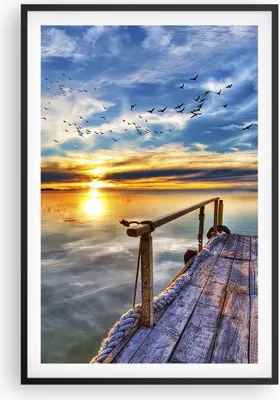 Produktbild von Gerahmtes Poster - Schwarzer Rahmen - See Brücke - 61x91,5 cm - Wand Bild - Wanddeko - Wandbilder - Kunstposter - Wandposter - Bilderrahmen - Bilder - Kunstdruck - Wandbild - P2BPA61x91-3963