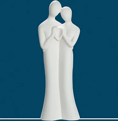 Zdjęcie produktu dla Gilde Francis, Figur, Paar, "Liebesgrüße", Herzmotiv, Keramik, creme, VE 2, L. 6 cm, B. 9 cm, H. 27 cm 30333 4009079303339