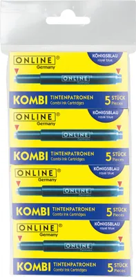Produktbild von ONLINE-Kombipatrone Maxi-Pack, der Problemlöser für ONLINE + Standard + LAMY-Füllersysteme, königsblau, löschbar, 4 Päckchen à 5 Patronen
