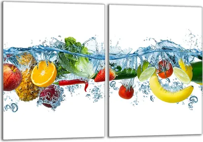 Produktbild von Herdabdeckplatten Set 2x40x52 cm Glaskeramikkochfeld Abdeckung Glas Spritzschutz, Obst Gemüse