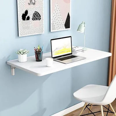 Productafbeelding van Klaptafel - Wandbureau - Thuiswerkplek - Ruimtebesparend ontwerp - 80x30cm - Wit