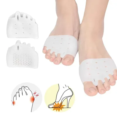 Produktbild von Zehenspreizer Hallux Valgus Korrektur Vorfußpolster Zehentrenner Hammerzehen Ballenzehen Schutz für Damen und Herren Einlagen gegen Fußschmerzen Weiss