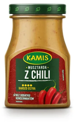 Zdjęcie produktu dla Kamis musztarda STRONG z chili ciętym 185g