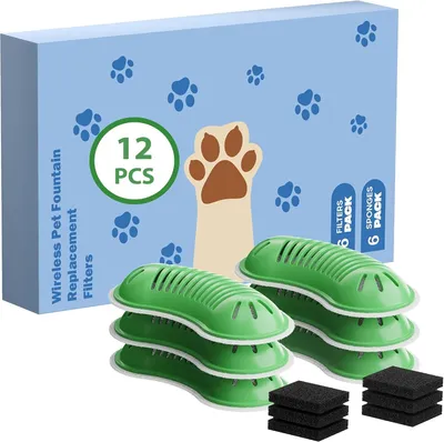 Productafbeelding van Filters voor kattenfontein - 12 stuks - 6 actieve koolfilters en 6 schuimfilters - groen