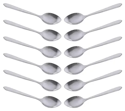 Produktbild von Teelöffel Set 12 Stück, Edelstahl, Hochglanzpoliert, Ergonomischer Griff, Für Küche Restaurant Hochzeit