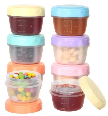 Produktbild von Kleine Frischhaltedosen mit Deckel - 6 Stück - Luftdicht und stapelbar für Beikost, Soßen und Gewürze - 80 ml - Transparent