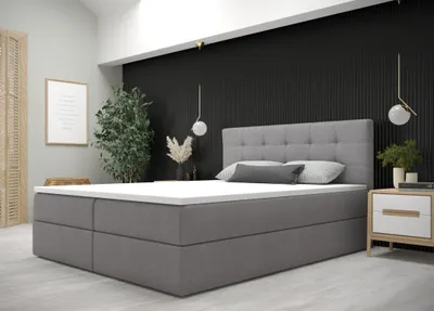 Produktbild von Doppelbett 140x200 mit Stauraum RIJAN - grau