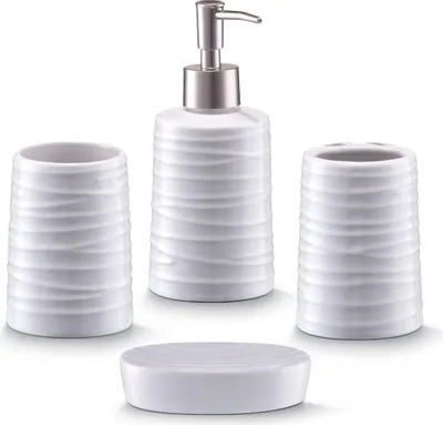 Produktbild von Zeller Bad-Accessoires-Set, 4-tlg., weiß, Keramik