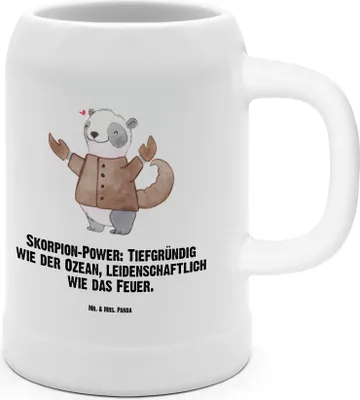 Produktbild von Mr. & Mrs. Panda Krug Skorpion Astrologie - Weiß - Geschenk, Sternzeichen, Seidel, Geburtstagsgeschenk, Steinkrug, Tonkrug, Tierkreiszeichen, Bier, Humpen, Aszendent