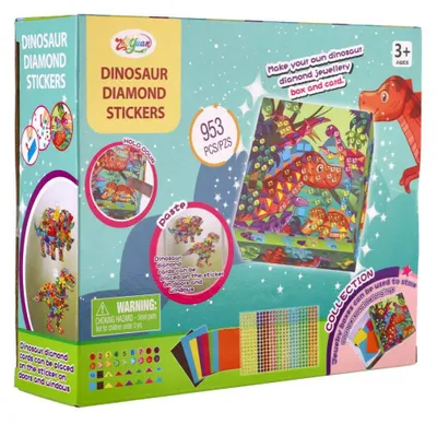 Produktbild von Kreatives Set „Dinosaurier“ zum Strassmalen mit Strasssteinen zum Aufkleben in einer Schachtel (21 x 18 x 6 cm)