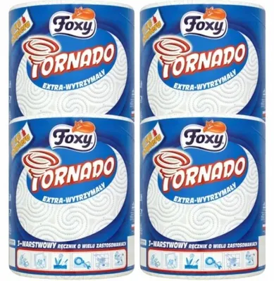 Obrázok produktu pre Foxy Tornado Papierové utierky 3 vrstvy Balenie x4