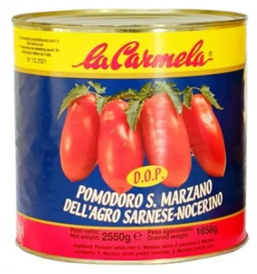 Zdjęcie produktu dla La Carmela - Obrane pomidory San Marzano 2550g: Jakość i smak z Włoch, idealne do włoskich dań!
