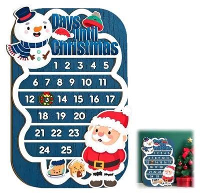 Produktbild von Holz-Adventskalender mit Schneemann und Weihnachtsmann