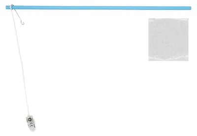 Productafbeelding van Lampionstok hout blauw met LED lampje 40cm - met Glow in the Dark stickers