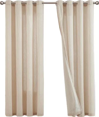 Immagine prodotto di TOPICK Tenda da soggiorno con occhielli 130x245 cm Beige a righe 1 pezzo