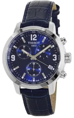 Immagine prodotto di Orologio da uomo Tissot PRC 200 Chronograph, 42 mm, quadrante blu, cinturino in pelle, movimento al quarzo