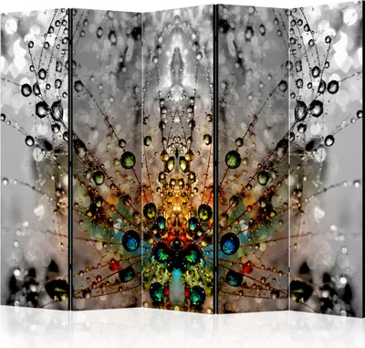 Productafbeelding van Paravent van vlies, 5-delig, enkelzijdig bedrukt - Enchanted Morning Dew II, 225x172 cm, bloemenmotief, artikelnummer b-B-0133-z-c
