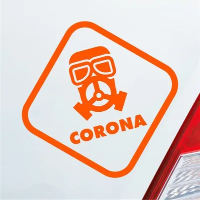 Produktbild von Auto Aufkleber Corona Maske Gasmaske  Hazard Krank Infiziert Husten 10x10 cm Orange Sticker Heckscheibenaufkleber