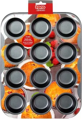 Image de Moule à muffins, 12 garnitures, 26 x 34, 5 x 3, 2 cm
