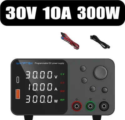 Zdjęcie produktu dla Zasilacz DC Wanptek, regulowane napięcie do 120V, regulowany prąd do 10A, W-TPS3010 Czarny