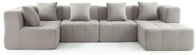 Produktbild von MILYSOFA SOFABULOUS 5-Sitzer-Modul-Ecksofa mit Chaiselongue, feiner Schlingenstoff, Steinbeige