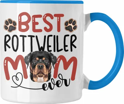 Produktbild von Trendation - Rottweiler Mom Besitzerin Tasse Geschenk Lustiger Spruch Geschenkidee Besitzerin Rottweiler Mama (Blau)