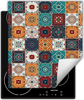 Immagine prodotto di DarHaus Piastra di copertura per fornelli 45x52 cm Tappetino antiscivolo Roll-up, colorato - Mosaico