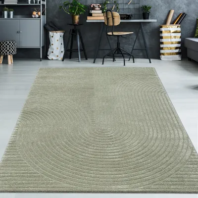 Zdjęcie produktu dla Dywan do salonu z efektem 3D w łukowaty wzór w kolorze zielonym Rozmiar - 200 x 290 cm