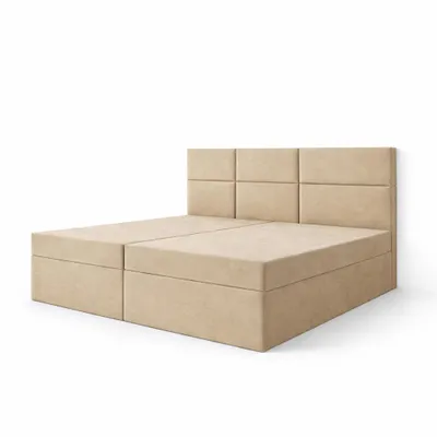 Produktbild von Kontinentalbett DREAM2 Beige mit 2 Bettkasten und ergonomischem Topper, Bonell-Federkern Matratze, 200 x 200 cm