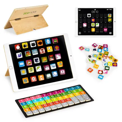 Obrázok produktu pre Drevený vzdelávací tablet, magnetická tabuľa ECOTOYS
