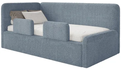 Obrázek produktu pro Selsey Fanko – dětská postýlka 90 x 200 cm s ochranou proti vypadnutí, čelo vlevo, plyš, modrá