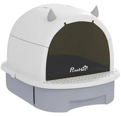 Productafbeelding van Kattenbak, roestvrij staal, 40,5L x 52B x 39H cm, geschikt voor katten tot 5 kg, instaphoogte 8,5 cm, inclusief kattenbakschep
