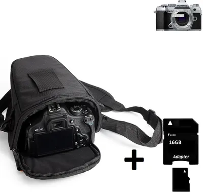 Produktbild von K-S-Trade Schultertasche kompatibel mit Olympus OM-D E-M5 Mark III Colt Kameratasche für Systemkameras DSLR DSLM SLR, Bridge etc., + 16GB