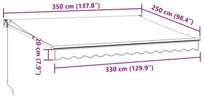 Image de vidaXL Marquise rétractable Anthracite & Blanc 3,5x2,5 m Tissu & Aluminium
